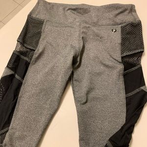 Electric Yoga Leggings w/ Black Mesh Cutouts